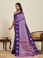 Vedant Vastram Soft Litchi Silk Banarasi Silk Jacquard Saree - Lavender | Grocsy