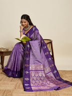 Vedant Vastram Soft Litchi Silk Banarasi Silk Jacquard Saree - Lavender | Grocsy