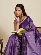 Vedant Vastram Soft Litchi Silk Banarasi Silk Jacquard Saree - Lavender | Grocsy