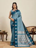 Vedant Vastram Soft Litchi Silk Banarasi Silk Jacquard Saree - Rama | Grocsy