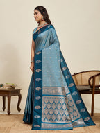 Vedant Vastram Soft Litchi Silk Banarasi Silk Jacquard Saree - Rama | Grocsy