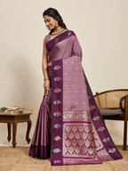 Vedant Vastram Soft Litchi Silk Banarasi Silk Jacquard Saree - Wine | Grocsy