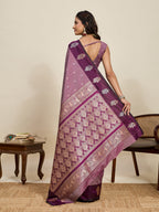 Vedant Vastram Soft Litchi Silk Banarasi Silk Jacquard Saree - Wine | Grocsy