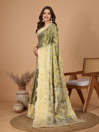 Vedant Vastram Soft Litchi Silk Kanjeevaram Silk Jacquard Saree - Green | Grocsy