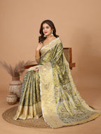 Vedant Vastram Soft Litchi Silk Kanjeevaram Silk Jacquard Saree - Green | Grocsy