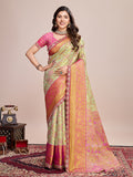 Vedant Vastram Soft Litchi Silk Kanjeevaram Silk Saree - Pista | Grocsy