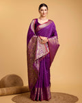 Vedant Vastram Soft Litchi Silk Banarasi Silk Saree - Purple | Grocsy