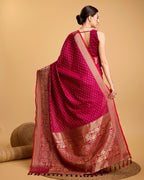 Vedant Vastram Soft Litchi Silk Banarasi Silk Saree - Rani | Grocsy