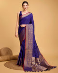 Vedant Vastram Soft Litchi Silk Banarasi Silk Saree - Violate | Grocsy