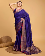 Vedant Vastram Soft Litchi Silk Banarasi Silk Saree - Violate | Grocsy