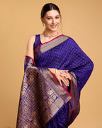 Vedant Vastram Soft Litchi Silk Banarasi Silk Saree - Violate | Grocsy