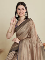 Vedant Vastram Cotton Silk Fancy Jacquard Bollywood Saree - Beige | Grocsy