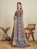 Vedant Vastram Cotton Silk Fancy Jacquard Bollywood Saree - Brown | Grocsy