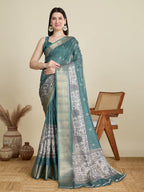 Vedant Vastram Cotton Silk Fancy Jacquard Bollywood Saree - Green | Grocsy