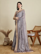 Vedant Vastram Cotton Silk Fancy Jacquard Bollywood Saree - Grey | Grocsy