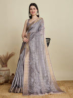 Vedant Vastram Cotton Silk Fancy Jacquard Bollywood Saree - Grey | Grocsy
