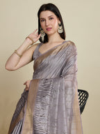 Vedant Vastram Cotton Silk Fancy Jacquard Bollywood Saree - Grey | Grocsy