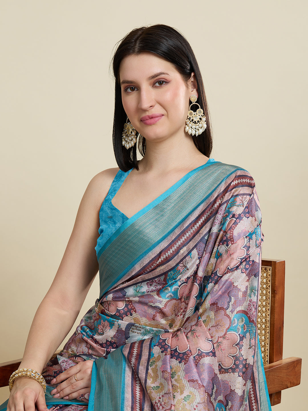 Vedant Vastram Cotton Silk Fancy Jacquard Bollywood Saree - Rama | Grocsy