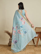 Vedant Vastram Cotton Silk Fancy Jacquard Bollywood Saree - Skyblue | Grocsy