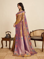 Vedant Vastram Soft Litchi Silk Banarasi Silk Jacquard Saree - Gold | Grocsy