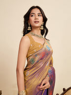 Vedant Vastram Soft Litchi Silk Banarasi Silk Jacquard Saree - Gold | Grocsy