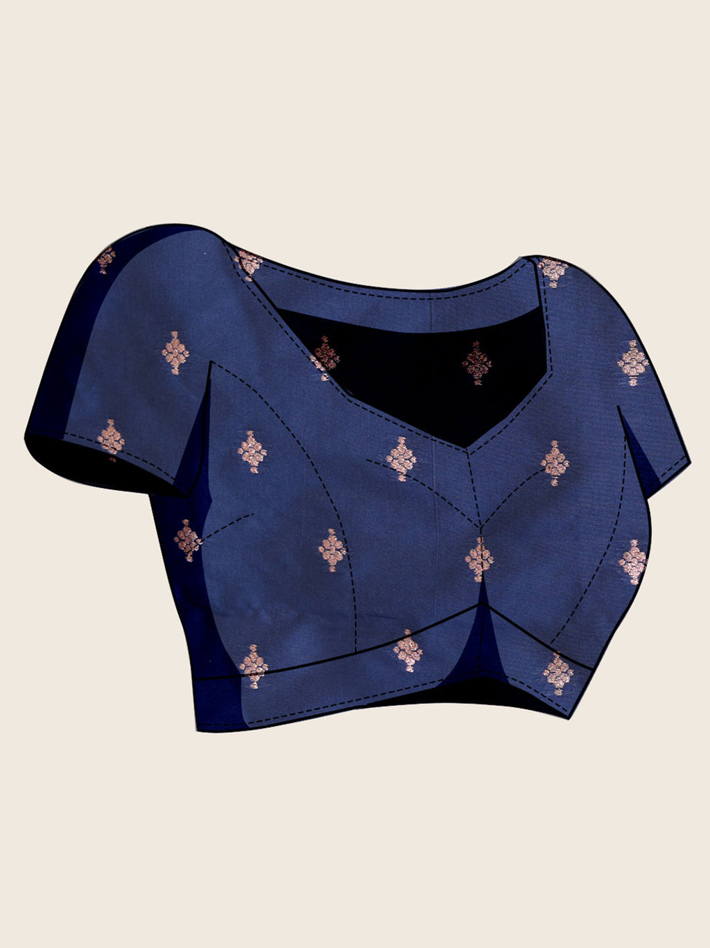 Vedant Vastram Soft Litchi Silk Banarasi Silk Jacquard Saree - Navy Blue | Grocsy