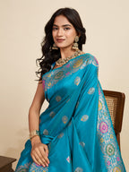 Vedant Vastram Soft Litchi Silk Banarasi Silk Jacquard Saree - Rama | Grocsy