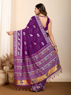 Vedant Vastram Maslin Dola Silk Kanjeevaram Silk Saree - Purple | Grocsy