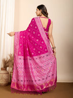 Vedant Vastram Maslin Dola Silk Kanjeevaram Silk Saree - Magenta | Grocsy