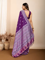 Vedant Vastram Maslin Dola Silk Kanjeevaram Silk Saree - Purple | Grocsy