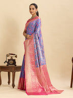 Vedant Vastram Soft Litchi Silk Kanjeevaram Silk Jacquard Saree - Lavender | Grocsy