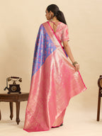 Vedant Vastram Soft Litchi Silk Kanjeevaram Silk Jacquard Saree - Lavender | Grocsy