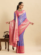 Vedant Vastram Soft Litchi Silk Kanjeevaram Silk Jacquard Saree - Lavender | Grocsy