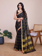 Vedant Vastram Cotton Silk Jacquard Fancy Saree - Black | Grocsy