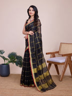 Vedant Vastram Cotton Silk Jacquard Fancy Saree - Black | Grocsy
