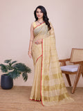 Vedant Vastram Cotton Silk Jacquard Fancy Saree - Cream | Grocsy