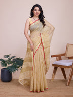 Vedant Vastram Cotton Silk Jacquard Fancy Saree - Cream | Grocsy
