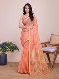 Vedant Vastram Cotton Silk Jacquard Fancy Saree - Peach | Grocsy