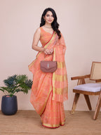 Vedant Vastram Cotton Silk Jacquard Fancy Saree - Peach | Grocsy