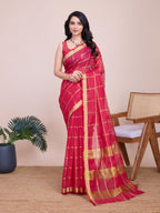 Vedant Vastram Cotton Silk Jacquard Fancy Saree - Pink | Grocsy