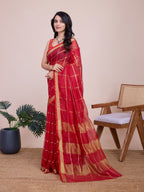 Vedant Vastram Cotton Silk Jacquard Fancy Saree - Red | Grocsy