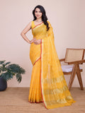 Vedant Vastram Cotton Silk Jacquard Fancy Saree - Yellow | Grocsy