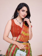 Vedant Vastram Cotton Silk Jacquard Fancy Saree - Mahendi | Grocsy