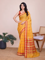 Vedant Vastram Cotton Silk Jacquard Fancy Saree - Mustard | Grocsy
