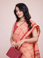 Vedant Vastram Cotton Silk Jacquard Fancy Saree - Peach | Grocsy