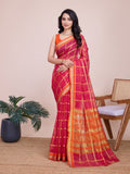 Vedant Vastram Cotton Silk Jacquard Fancy Saree - Pink | Grocsy