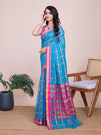 Vedant Vastram Cotton Silk Jacquard Fancy Saree - Rama | Grocsy