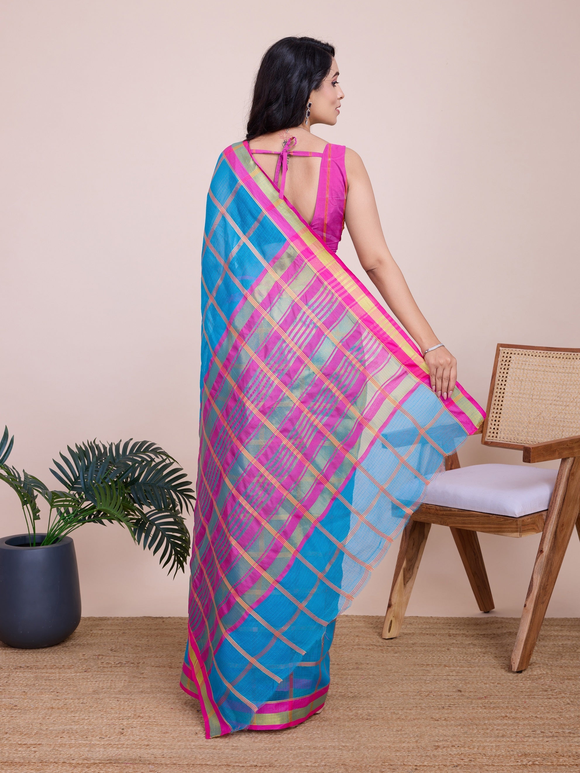 Vedant Vastram Cotton Silk Jacquard Fancy Saree - Rama | Grocsy