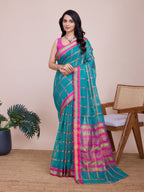 Vedant Vastram Cotton Silk Jacquard Fancy Saree - Seagreen | Grocsy
