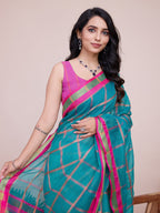 Vedant Vastram Cotton Silk Jacquard Fancy Saree - Seagreen | Grocsy